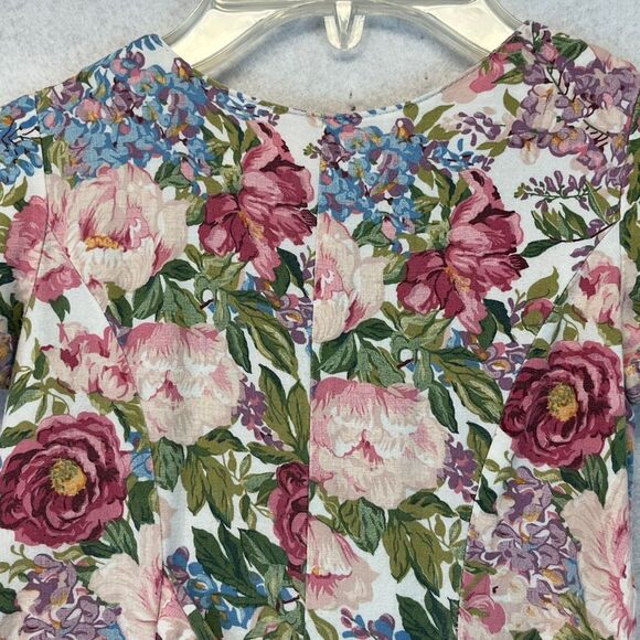 Vintage LA BELLE Dress Girls Medium Floral Short Sleeve Button Front Pleated - Picture 9 of 11